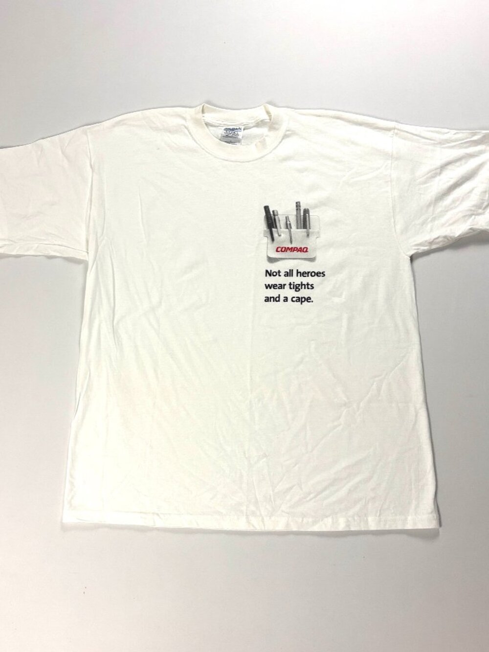 Vintage Compaq T Shirt White Sz XL Tech Computer Software Funny NWOT Deadstock